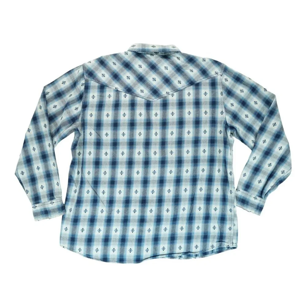 Cody James Shirt Mens XL Blue Plaid Western Slim Fit Pearl Snap‎ Long Sleeve